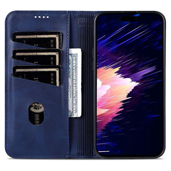 AZNS iPhone 16 Plånboksfodral Konstläder - Blå