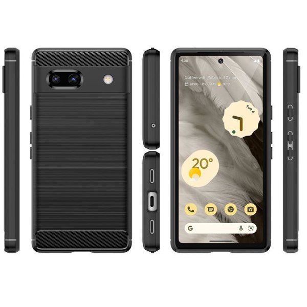 Google Pixel 7a Mobilskal Carbon Silikon - Sort