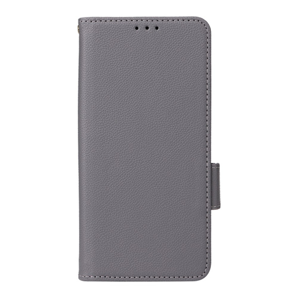 Galaxy S26/S26 Pro Plånboksfodral Litchi Konstläder med Rem - Grå Grå