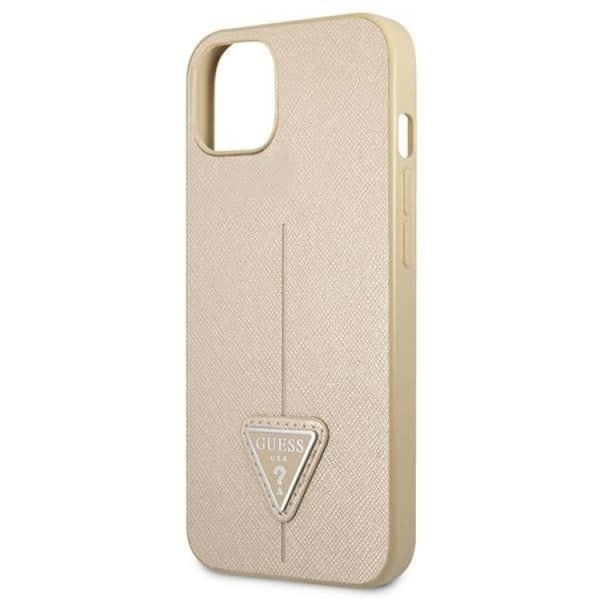 Guess iPhone 13 Mini -kotelo Saffiano Triangle -logo - Beige Beige
