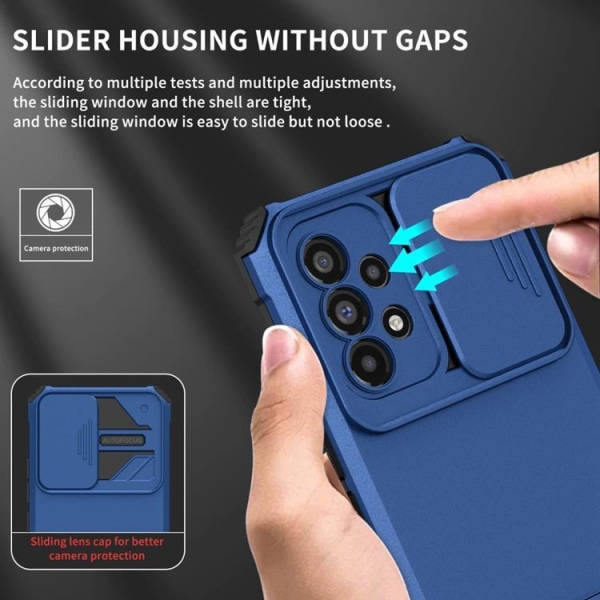 Galaxy A12 4G Cover Kickstand Kamera beskyttelsesglas - blå