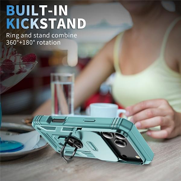 Mobilskal till iPhone 17 Pro Max Slide Camshield Kickstand - Grön Grön
