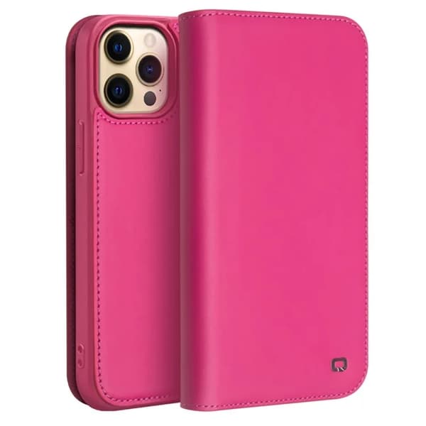 QIALINO iPhone 13 Pro Plånboksfodral Äkta läder - Rosa Rosa
