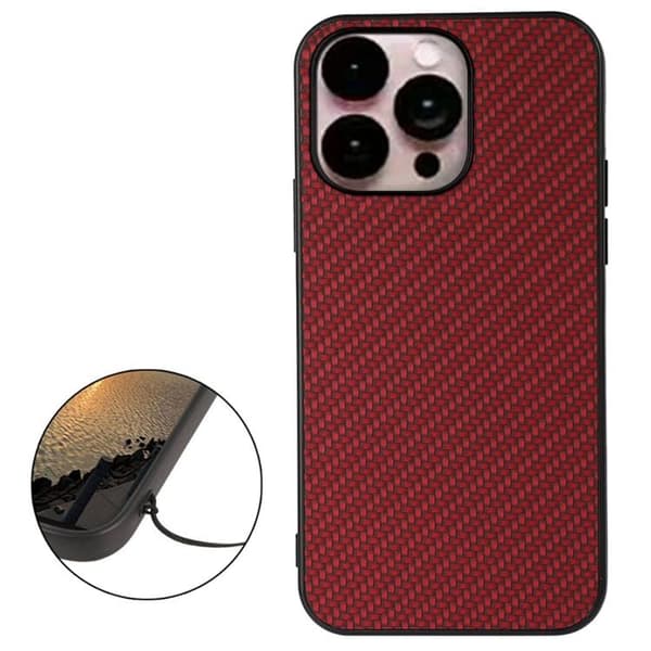 iPhone 14 Pro Skal Carbon Fiber - Röd Röd