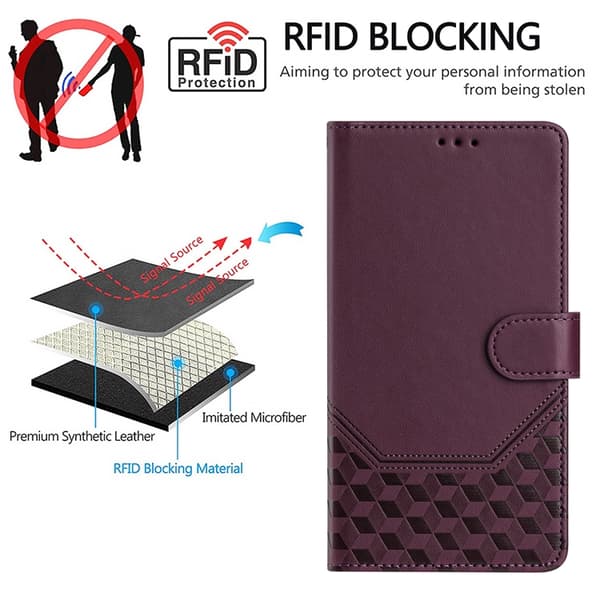Nothing Phone (3a) Plånboksfodral Imprinted Honeycomb RFID Lila