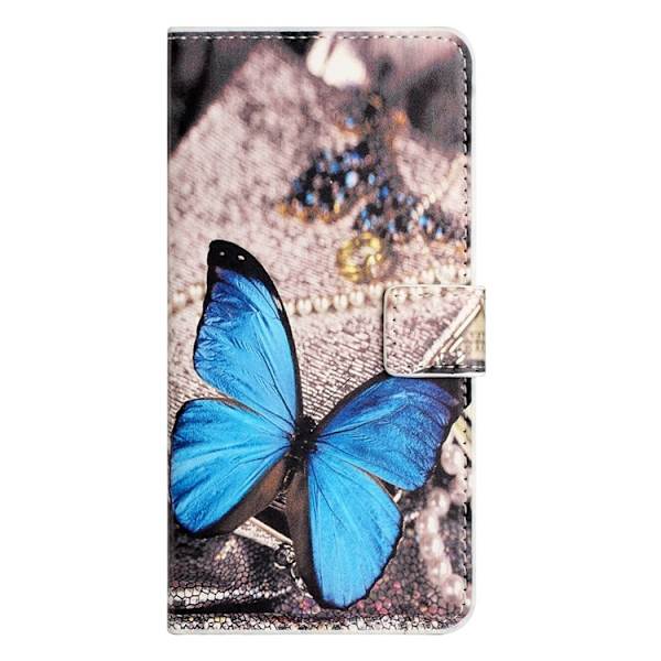 iPhone 17 Pro Plånboksfodral Pattern Print Konstläder - Blå Fjäril Blå
