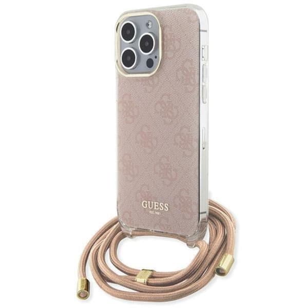 Guess Mobilskal till iPhone 15 Pro Max Crossbody Cord Print - Rosa Rosa