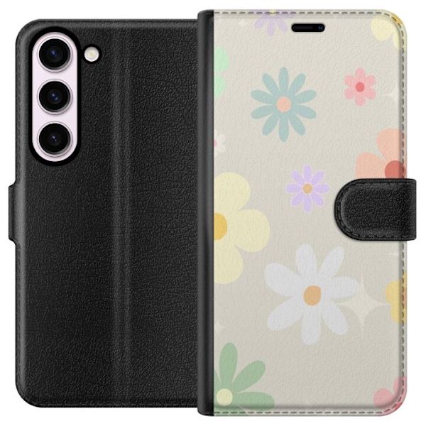 Plånboksfodral till Samsung Galaxy S23 med fejdande blommor