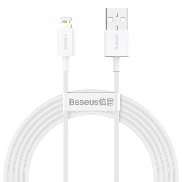 Baseus Superior USB-A till Lightning kabel 2m - Vit Vit