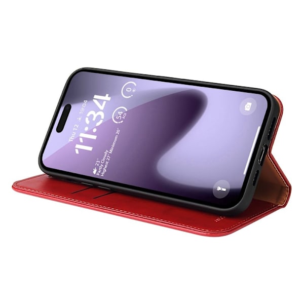 FIERRE SHANN för iPhone 17 Plånboksfodral Konstläder - Röd