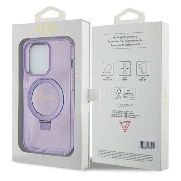 Guess Mobilskal till iPhone 14 Pro Max Magsafe Script Glitter Lila