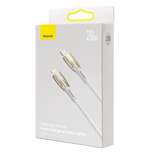 Baseus USB-C til Lightning kabel 1m Glimmer 20W - Hvid Vit