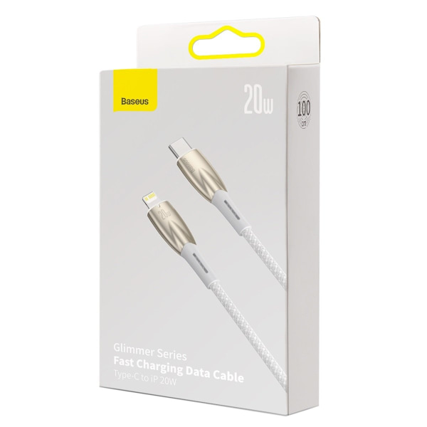 Baseus USB-C till Lightning-kabel 1m Glimmer 20W - Vit Vit