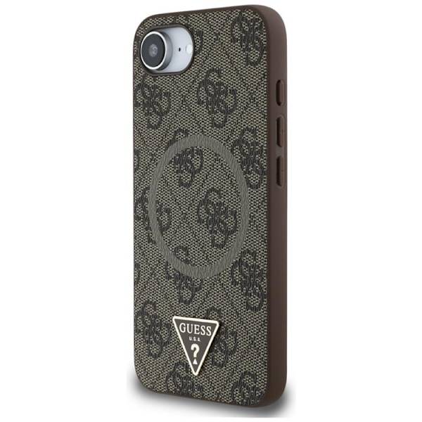 Guess Mobilskal till iPhone 16e MagSafe 4G Ring Triangle Logo Brun