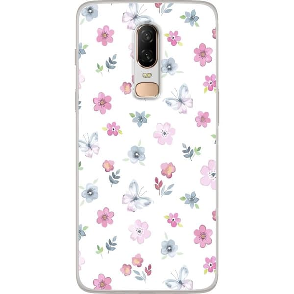 Mobilskal till OnePlus 6 med Blommor och fjärillar