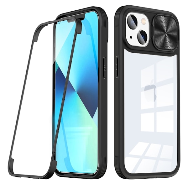 iPhone 14 Plus Mobilskal 360 Kamera Slider - Sort Black