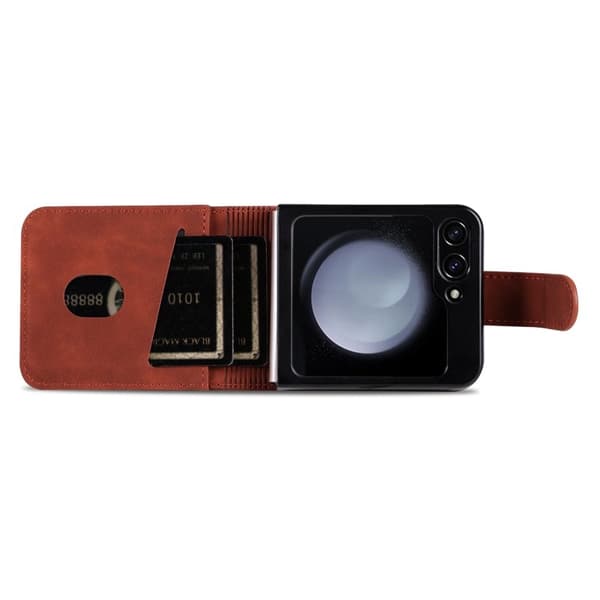 AZNS Samsung Galaxy Z Flip7 FE Plånboksfodral Konstläder - Brun