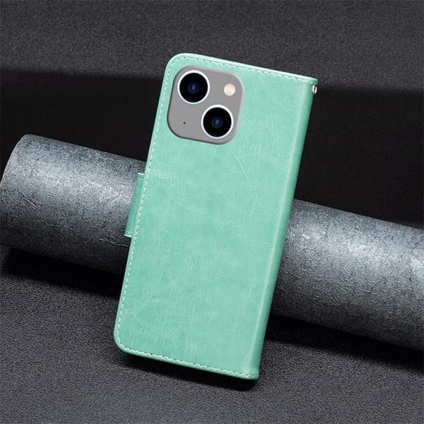 iPhone 14 Plus Pungecover Butterfly Imprinted - Turkis