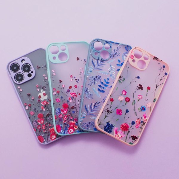 iPhone 13 Pro Cover Design Blomster - Blå