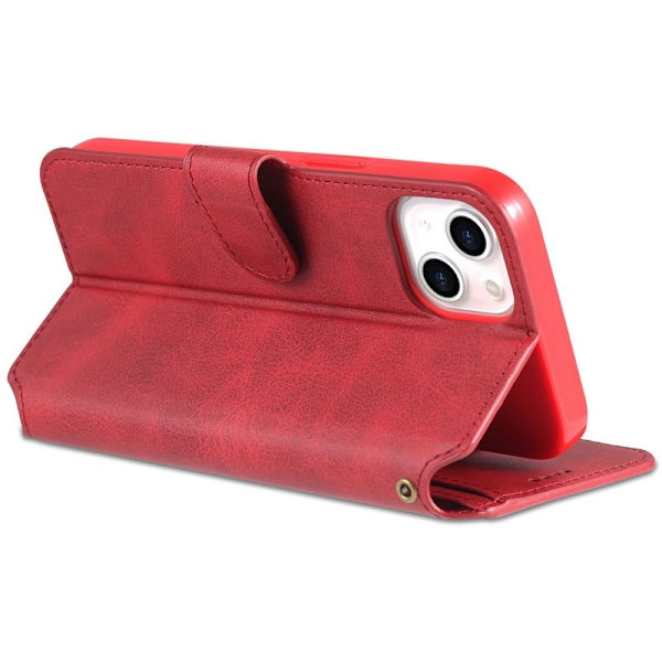 AZNS iPhone 14 Plånboksfodral Konstläder - Röd