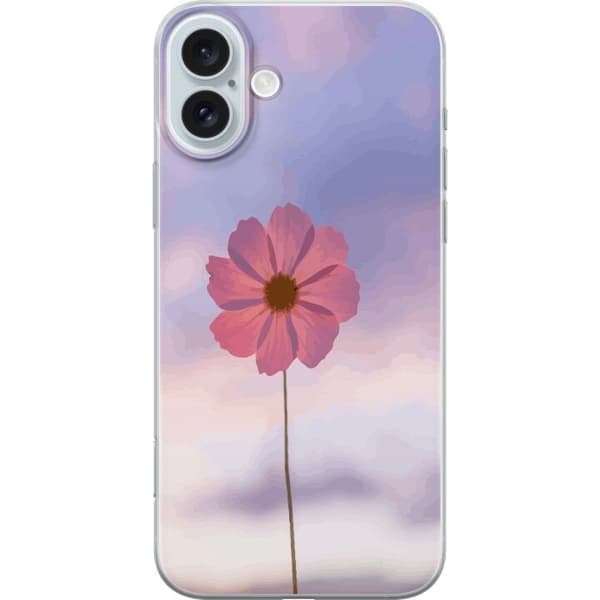 Telefontaske til Apple iPhone 16 Plus med lyserød blomst