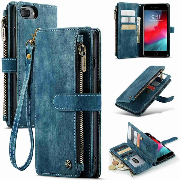 CASEME C30 Plånboksfodral för iPhone 6 Plus/6s Plus - Blå Konstläder