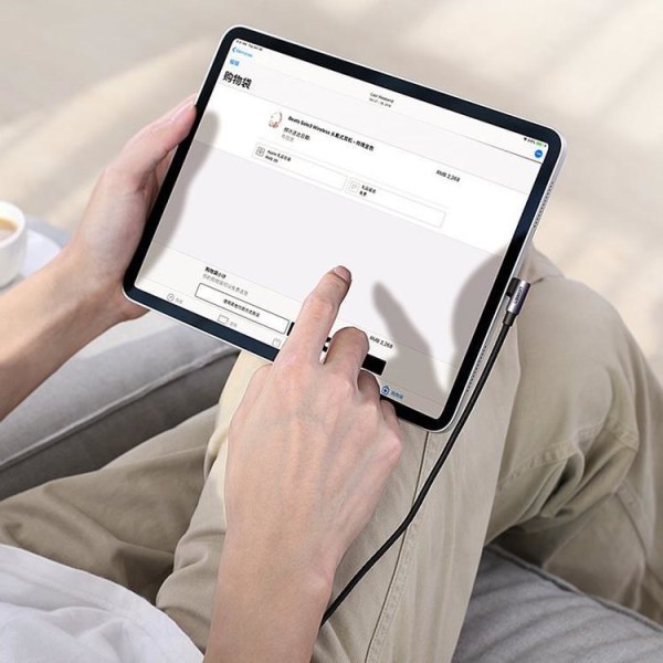 Ugreen Angle USB-C till USB-C kabel 60 W 2m - Svart/Grå