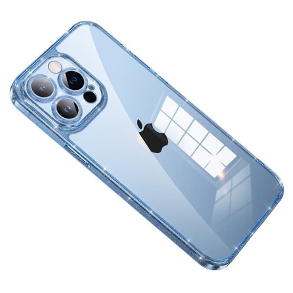 SULADA Mobilskal till iPhone 13 Pro TPU och Härdat Glas Glitter Blå