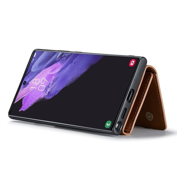 DG.MING M1 Konstläder Plånboksfodral Samsung Galaxy S23 Ultra Brun