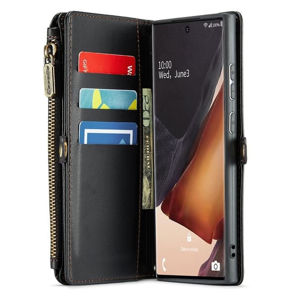 CASEME Plånboksfodral Konstläder för Samsung Galaxy Note20 Ultra - Svart