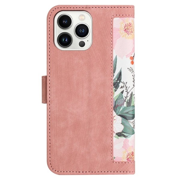 iPhone 15 Pro Max Plånboksfodral Flower Pattern - Rosa