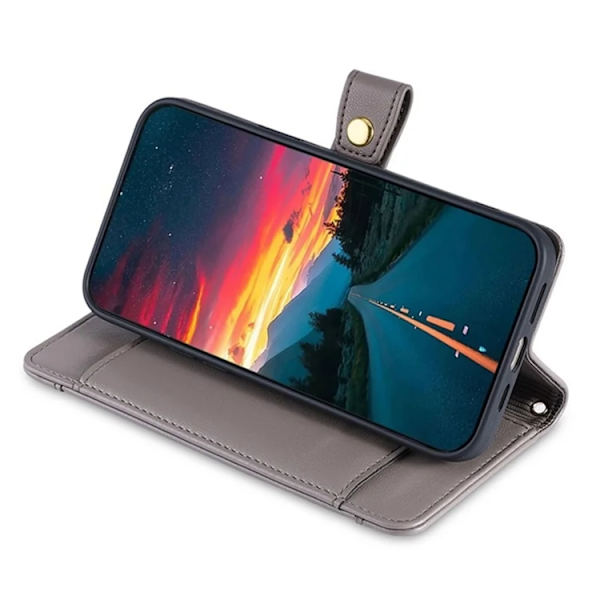 Galaxy Xcover 7 Pro Konstläder Plånboksfodral med 2 Rem - Grå Grå