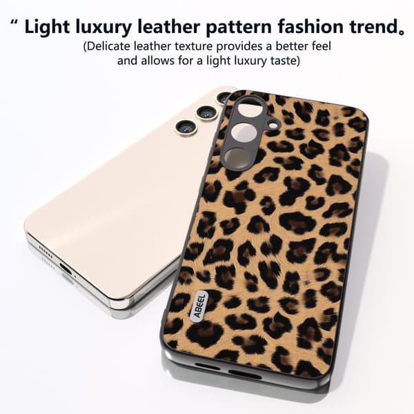 ABEEL Mobilskal till Samsung Galaxy S24 Läder Coated Leopard Champagne Guld