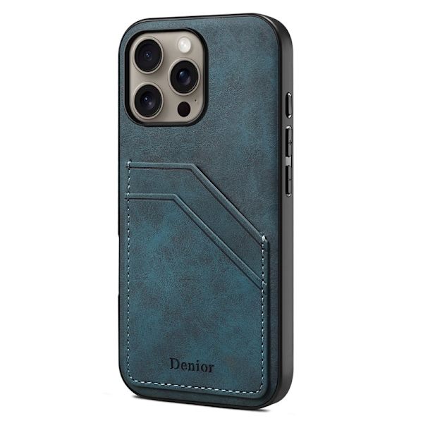 DENIOR Mobilskal till iPhone 16 Pro PU Läder + TPU + PC - Blå
