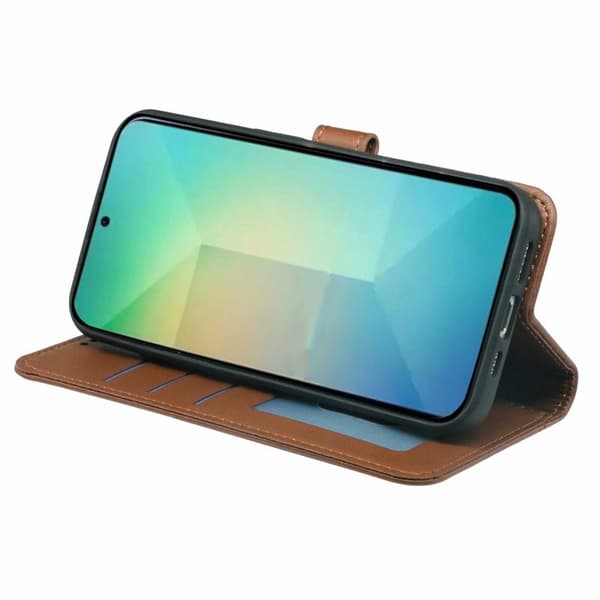 Plånboksfodral för Samsung Galaxy S26 Plus Magnetiskt Konstläder - Brun