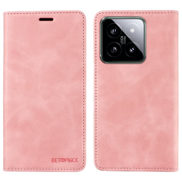 BETOPNICE 003 för Xiaomi 14 Plånboksfodral RFID-Skydd - Bokstil - Rosa