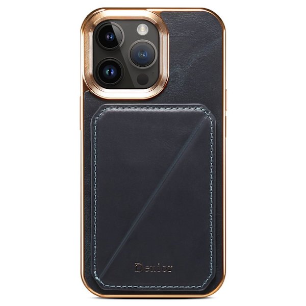 DENIOR Mobilskal till iPhone 14 Pro Max Äkta Läder + TPU + PC - Blå