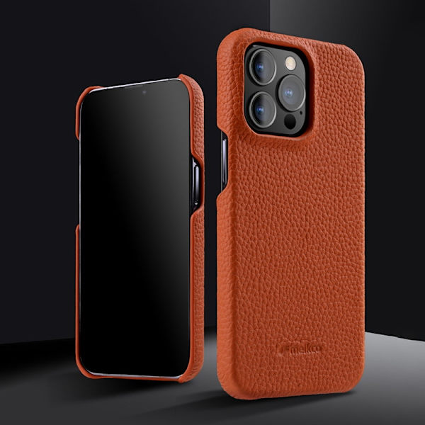 MELKCO Mobilskal för iPhone 15 Pro i äkta läder och PC - Grå