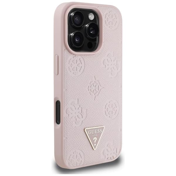 Guess telefontaske til iPhone 16 Pro MagSafe Hot Stamp Peony Triangle Rosa
