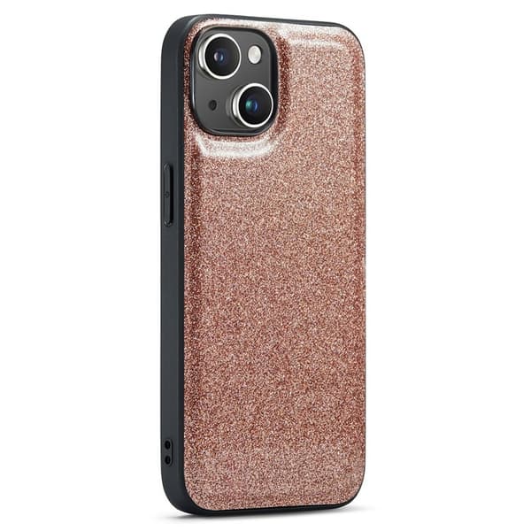 DG.MING Mobilskal till iPhone 14 Plus Glitter Läder+PC+TPU Guld