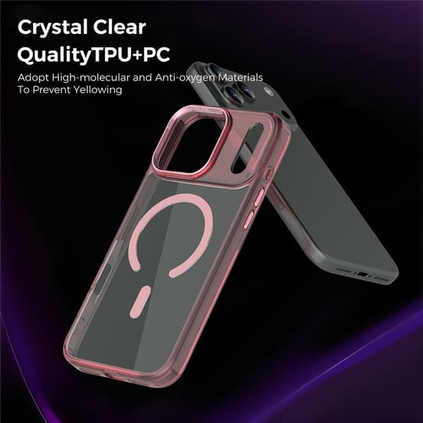 Mobilskal till iPhone 17 Pro Max MagSafe Transparent TPU+PC - Rosa