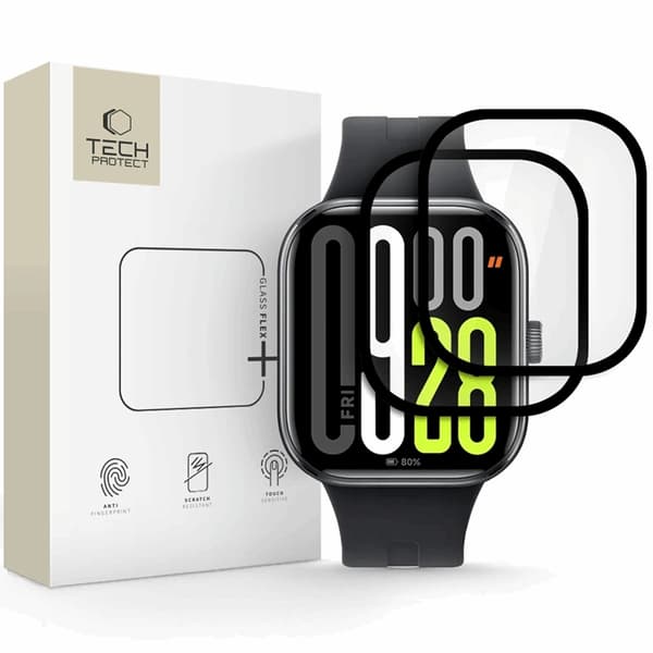 Tech-Protect [2-Pack] Xiaomi Redmi Watch 5 Härdat glas Skärmskydd Flex Plus Svart