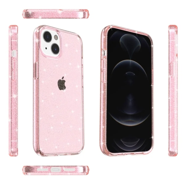 iPhone 15 -puhelimen suojakuori, kimalteleva vaaleanpunainen