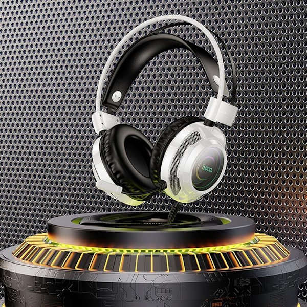 Hoco On-Ear Gaming Hörlurar USB-A/Jack 3.5mm - Vit Vit
