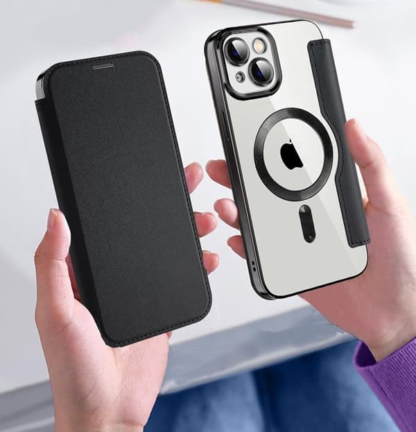 iPhone 14 Plus Magsafe Lompakkokotelo RFID Flip - Ruskea Brun
