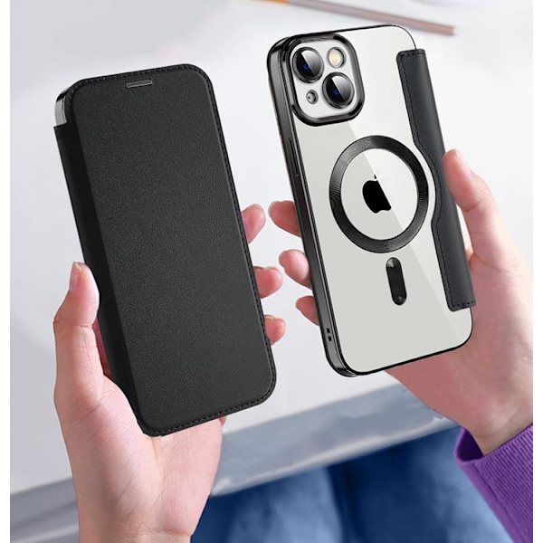 iPhone 14 Plus Magsafe Pungetui RFID Flip - Brun Brun