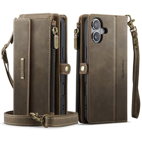 CASEME iPhone 17 Plånboksfodral Zipper RFID C39 Brun