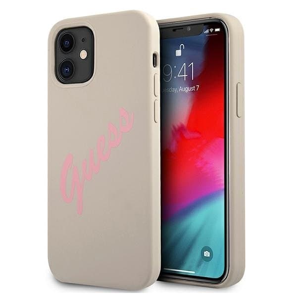 Guess Skal iPhone 12 Mini Silikon Vintage - Rosa/Grå Rosa
