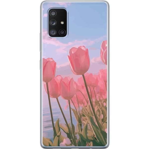 Mobilcover til Samsung Galaxy A71 5G med lyserøde tulipaner