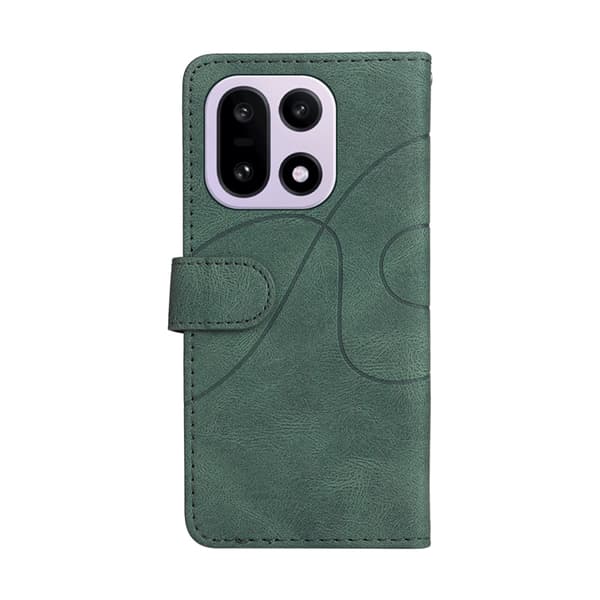 OnePlus 15 5G Konstläder Plånboksfodral Bi-Färg Splicing Design Grön
